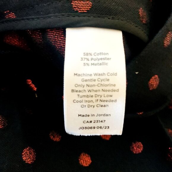 Talbots Womens Kick Crop Pants Holiday Dot Black Metallic Red Size 14 - Picture 10 of 12